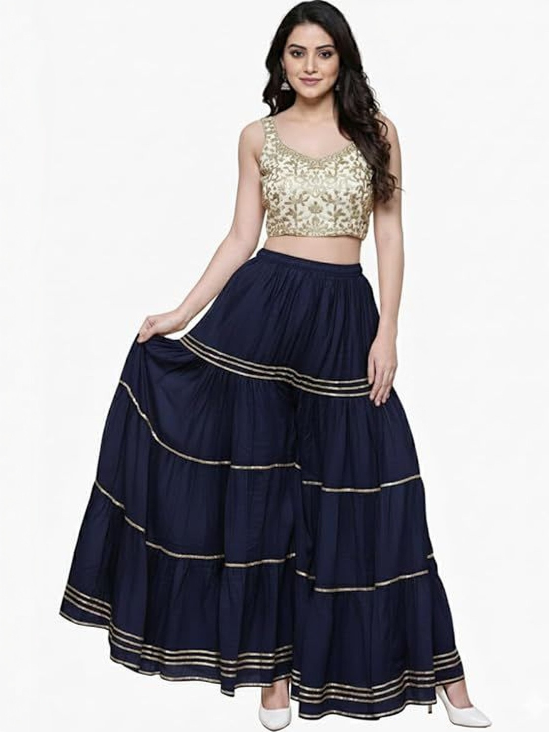 TNQ Women Striped Flared Ethnic Palazzos
