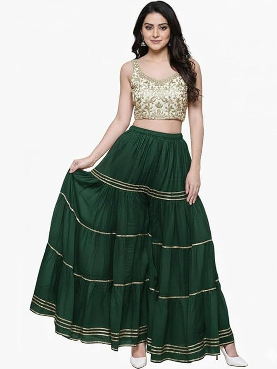 TNQ Women Embellished Flared Ethnic Palazzos