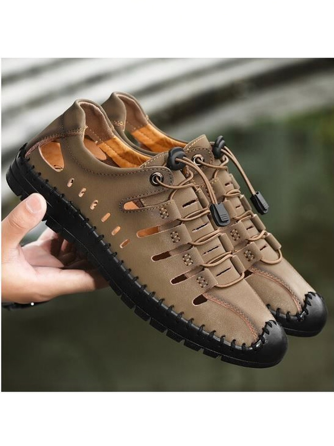 LABBIN Men PU Fisherman Sandals