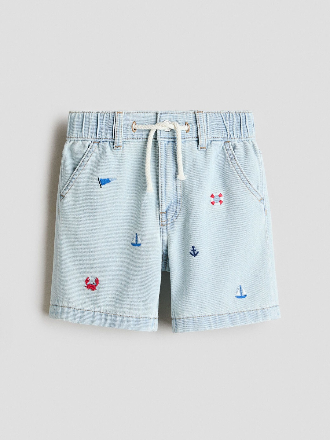 H&M Embroidery-Detail Denim Shorts