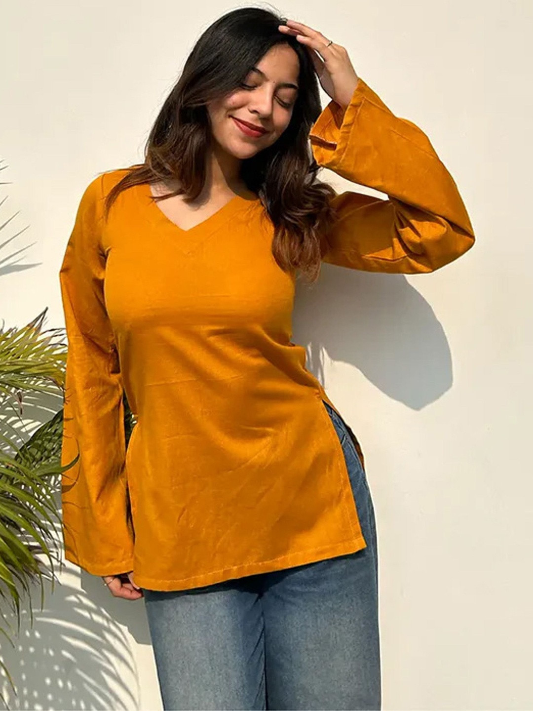 SAANVRA V-Neck Flared Sleeves Kurti
