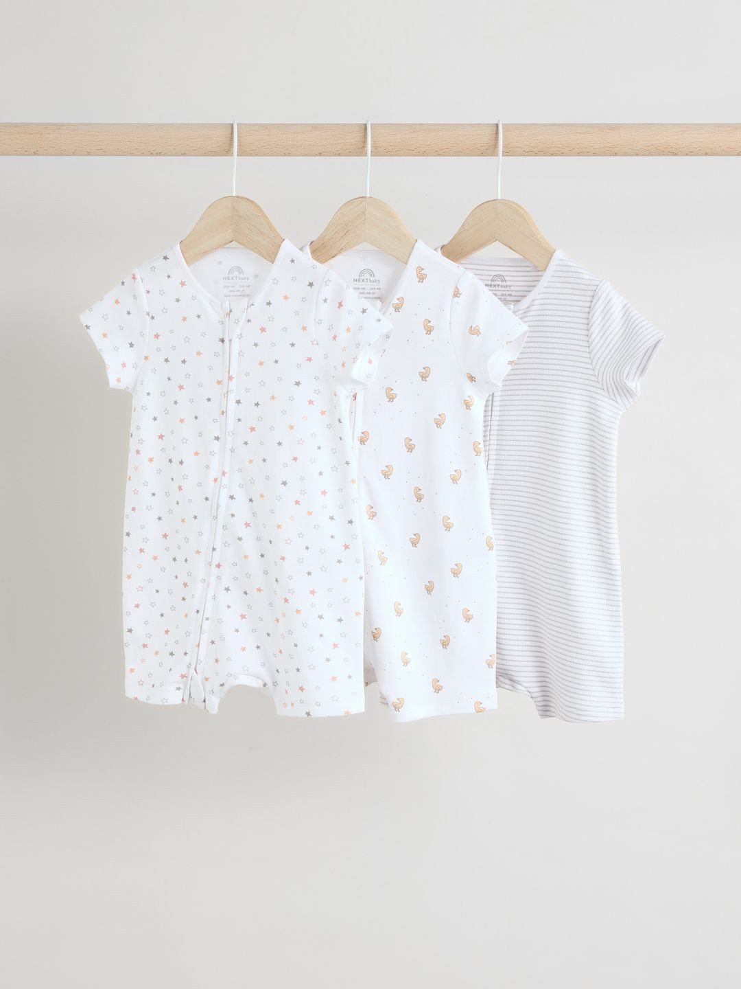 NEXT Infant Kids Pack of 3 Pure Cotton Rompers
