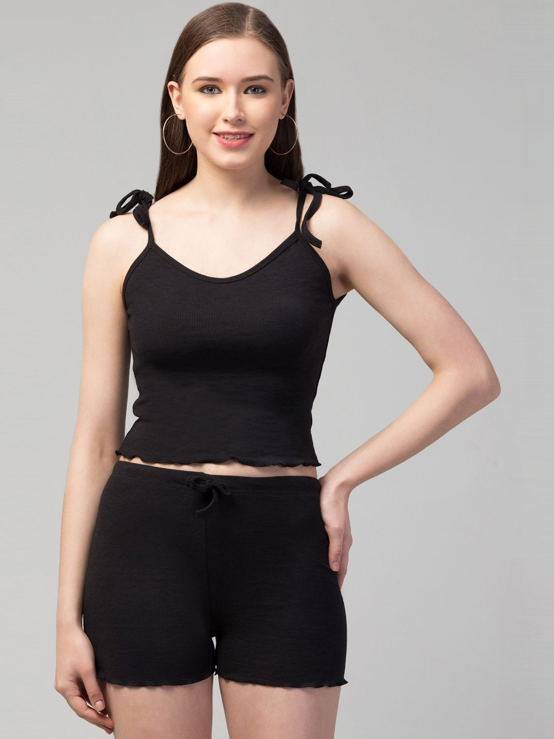 TRENDY ERA Self Design Vest Top with Shorts