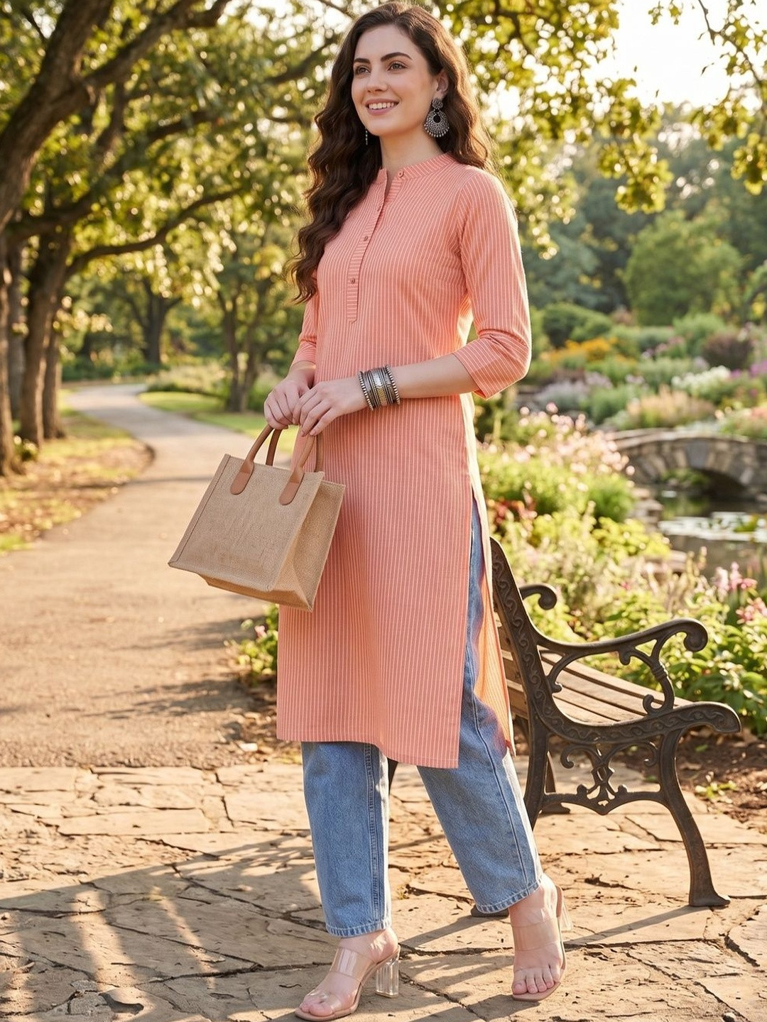 LARISHA Striped Kurti