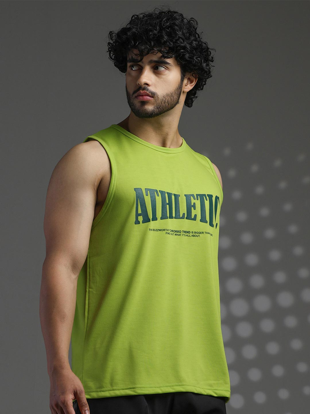 CHKOKKO Round Neck Sleeveless Typographic Printed Cotton Tank Tops