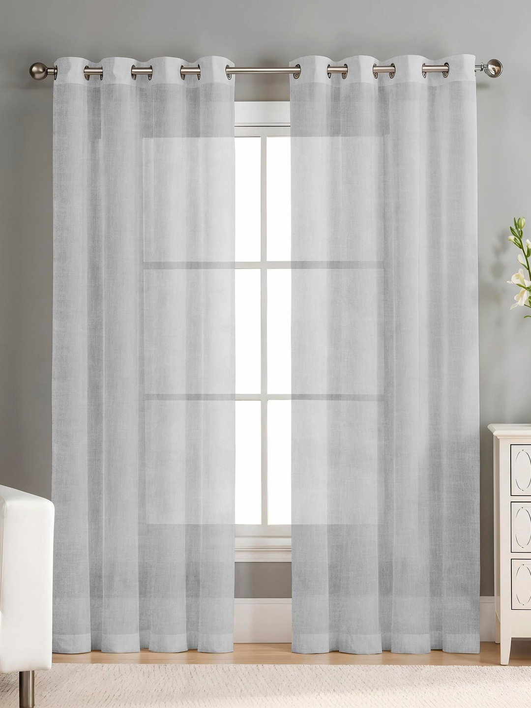 AAVIS DECOR Grey Set of 2 Sheer Door Curtain