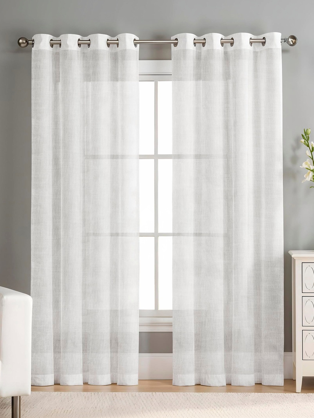 AAVIS DECOR White Set of 2 Sheer Door Curtain