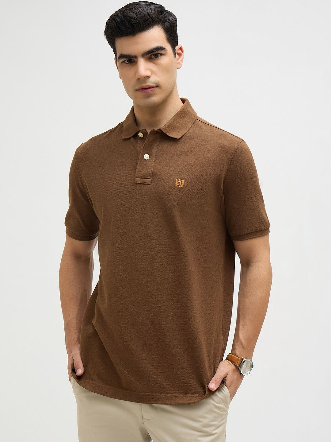 FAHRENHEIT Men Brand Logo Polo Collar T-shirt