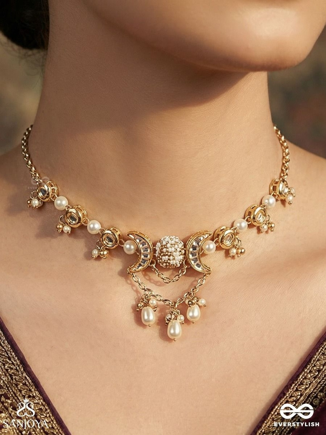 EVERSTYLISH Brass Gold-Plated Handcrafted Necklace
