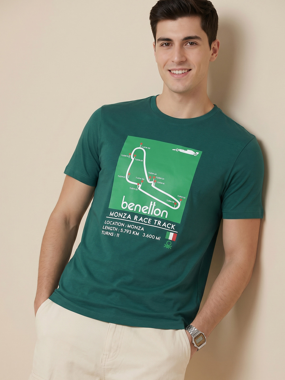 United Colors of Benetton Printed Round Neck T-shirt