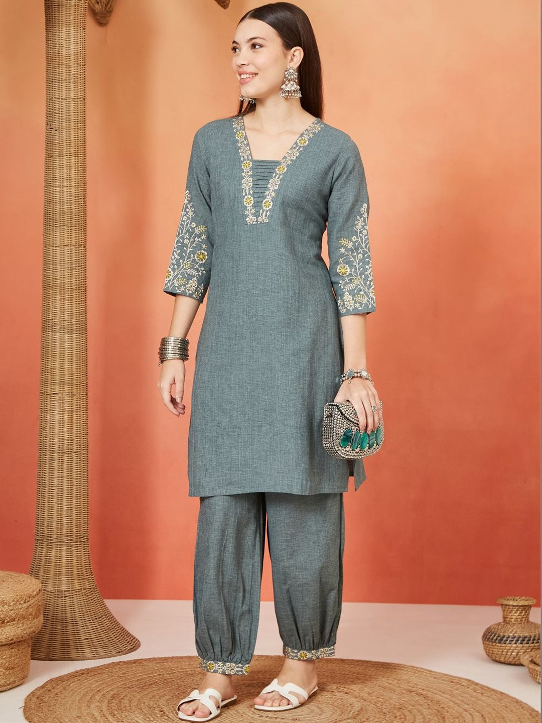 Anouk Cotton Embroidered Tunic with Trousers