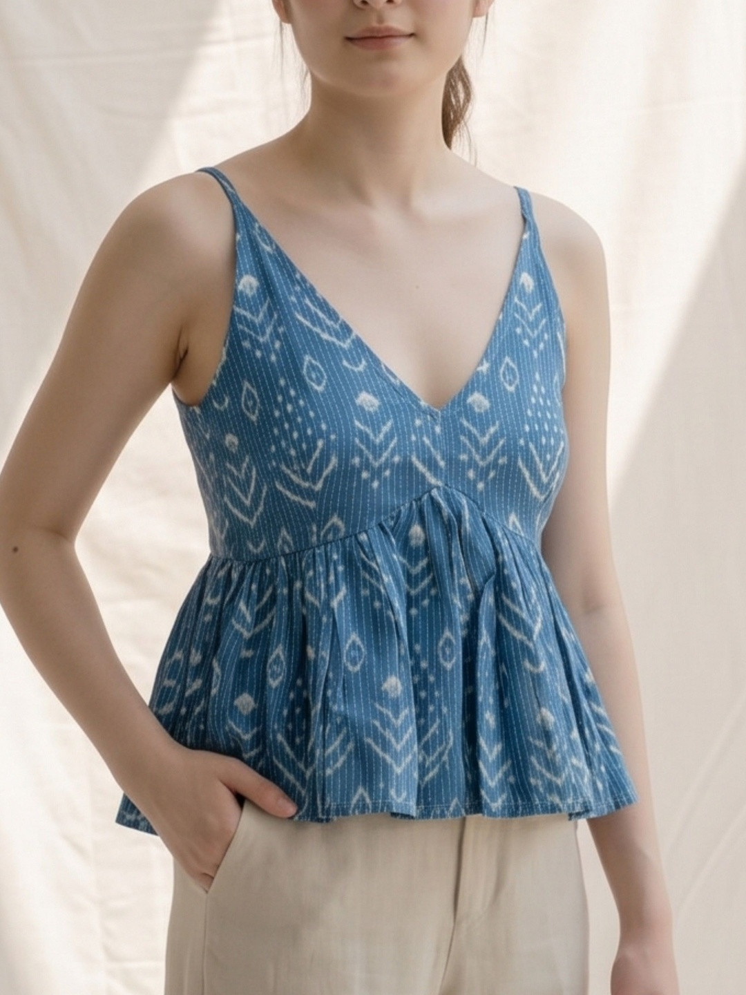 MAAND Print Ethnic Peplum Top