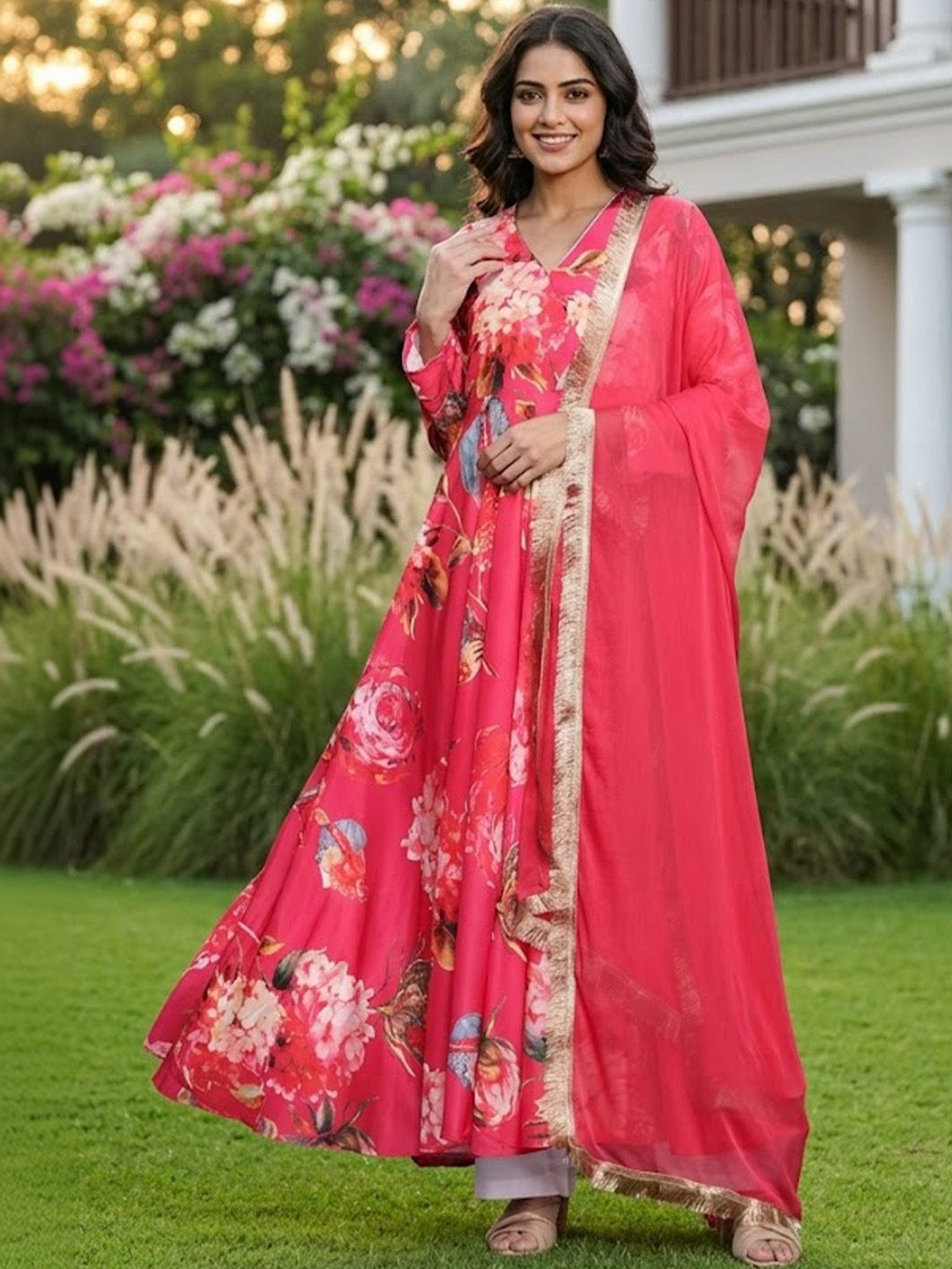 AADVIKA Women Floral Printed Floral Anarkali Kurta