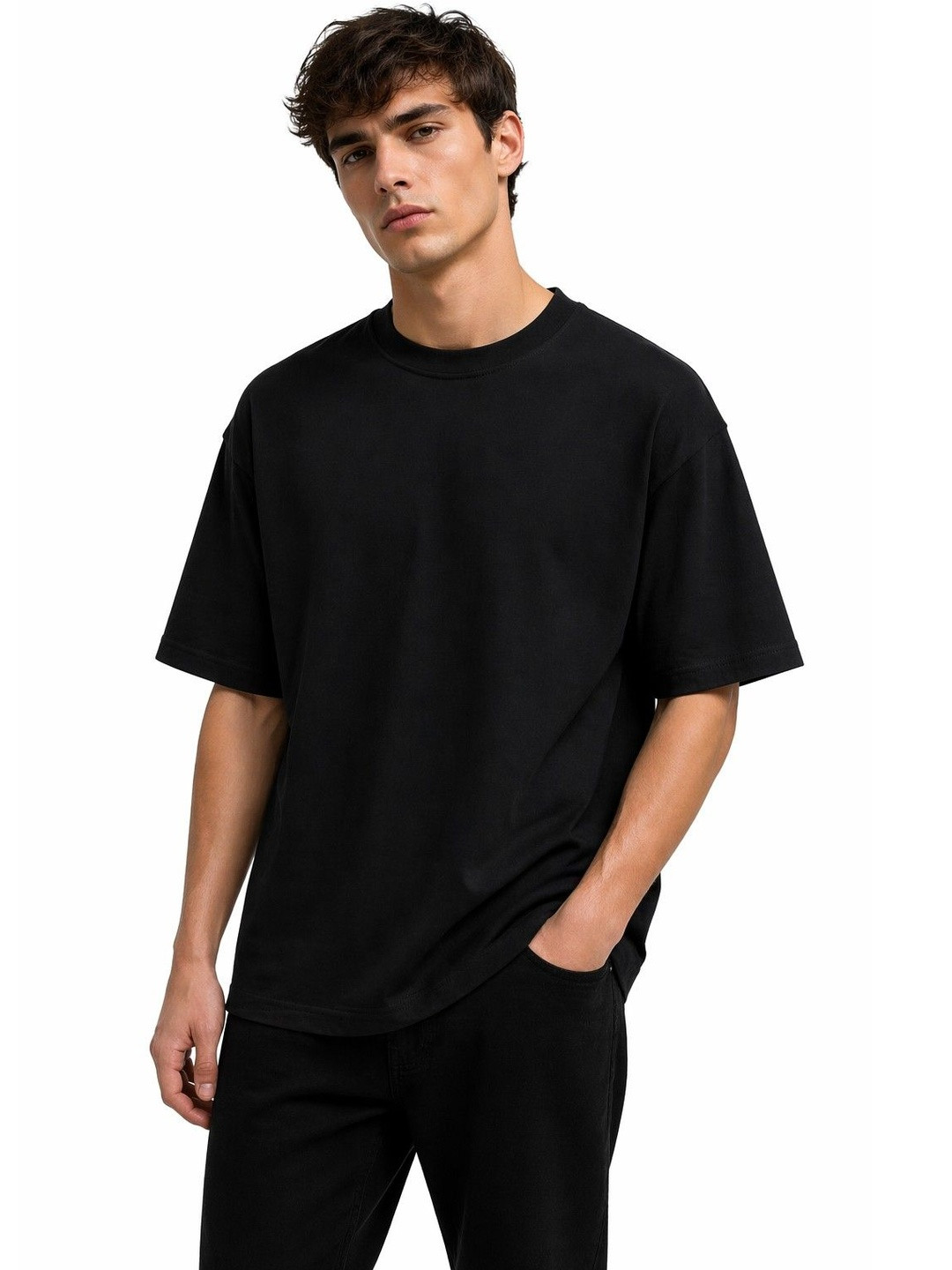 Men's Regular Fit Black Round Neck T-shirt