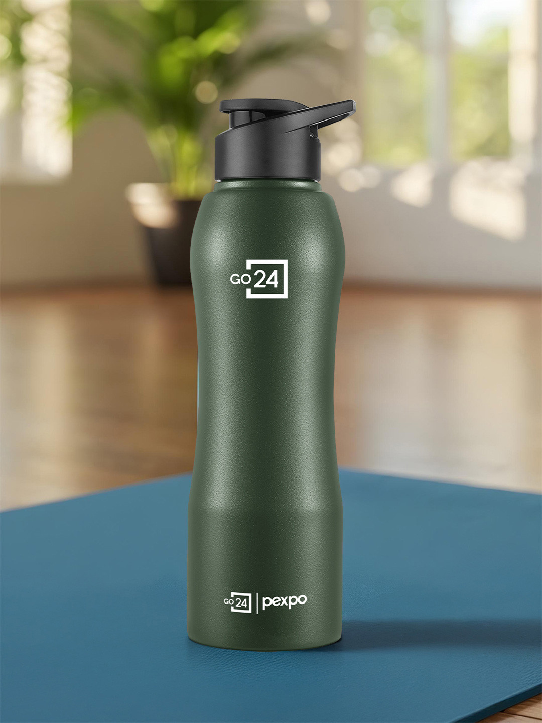 Go24 Bistro-Xtreme Green Solid Stainless Steel Single Wall Vacuum Water Bottle - 1L