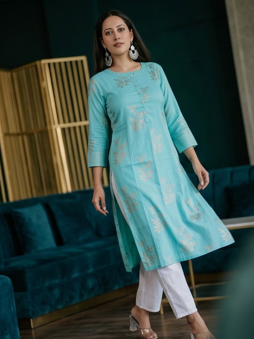 Indiwest Floral Printed Straight Kurta