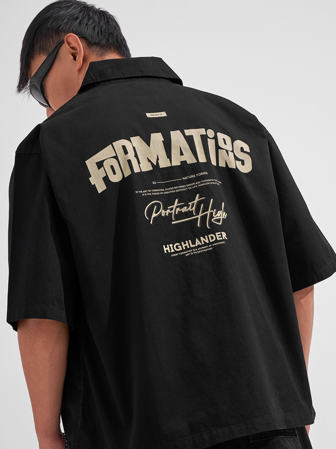 Highlander Men Black Printed Colour Blocked Boxy Shirt