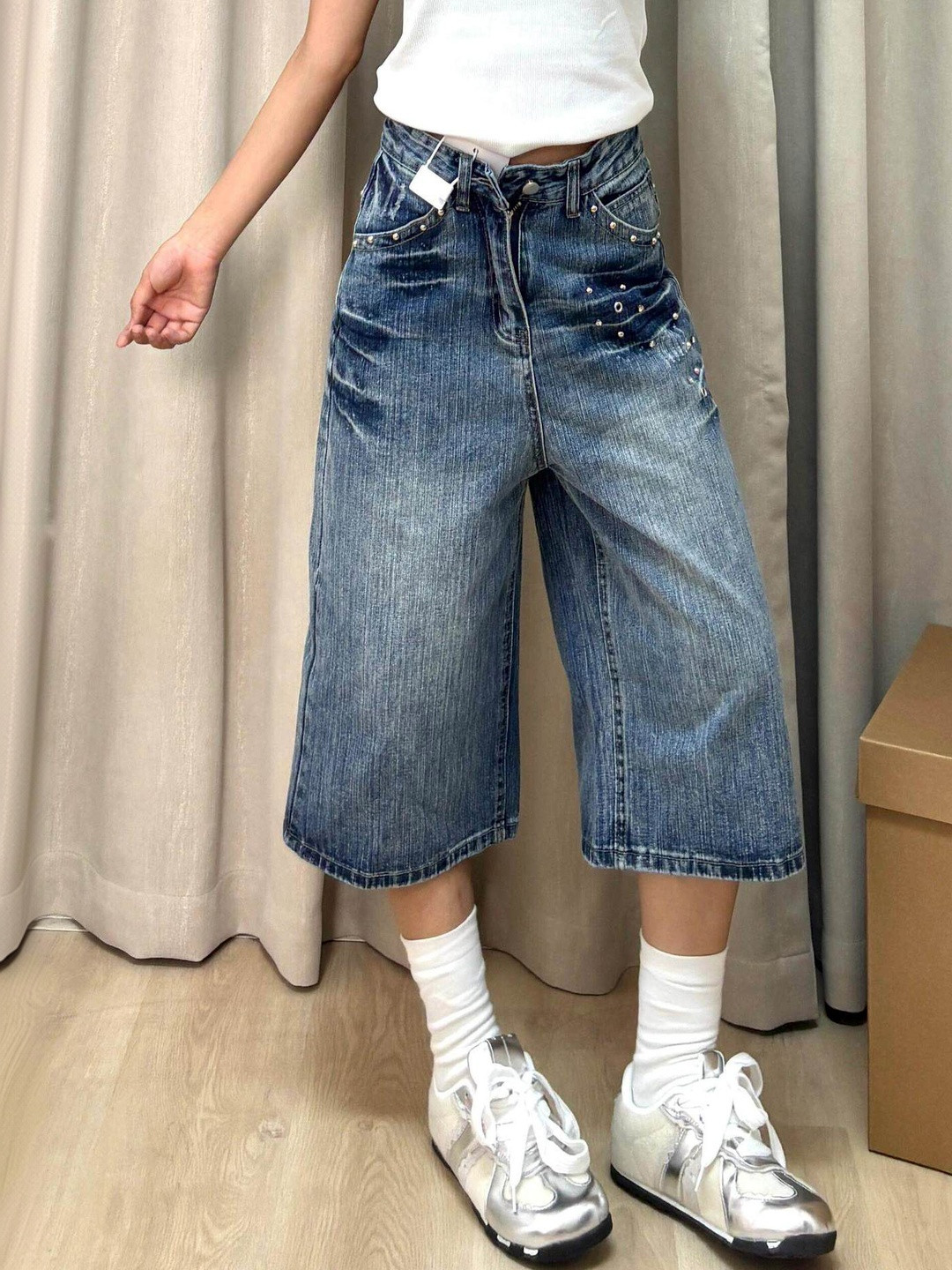 StyleCast x Revolte Women Washed Outdoor Denim Shorts with Technology