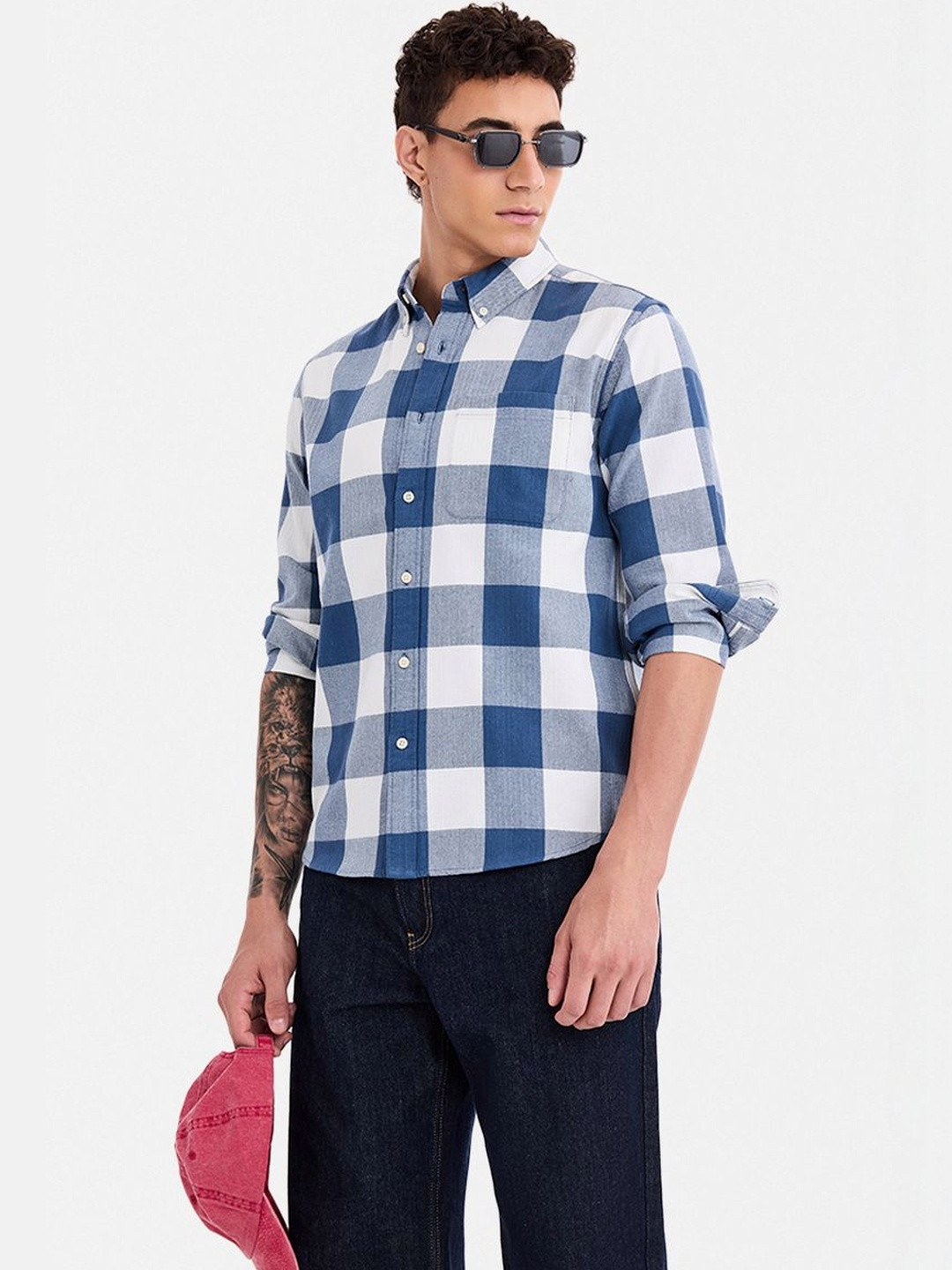 Snitch Men Buffalo Checks Checked Casual Shirt