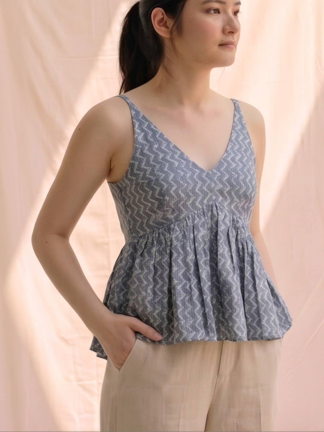 MAAND Print Peplum Top