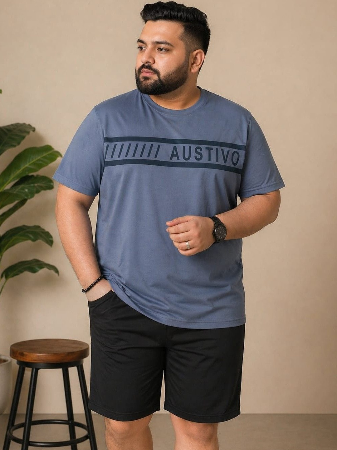 AUSTIVO Men Brand Logo Printed T-shirt