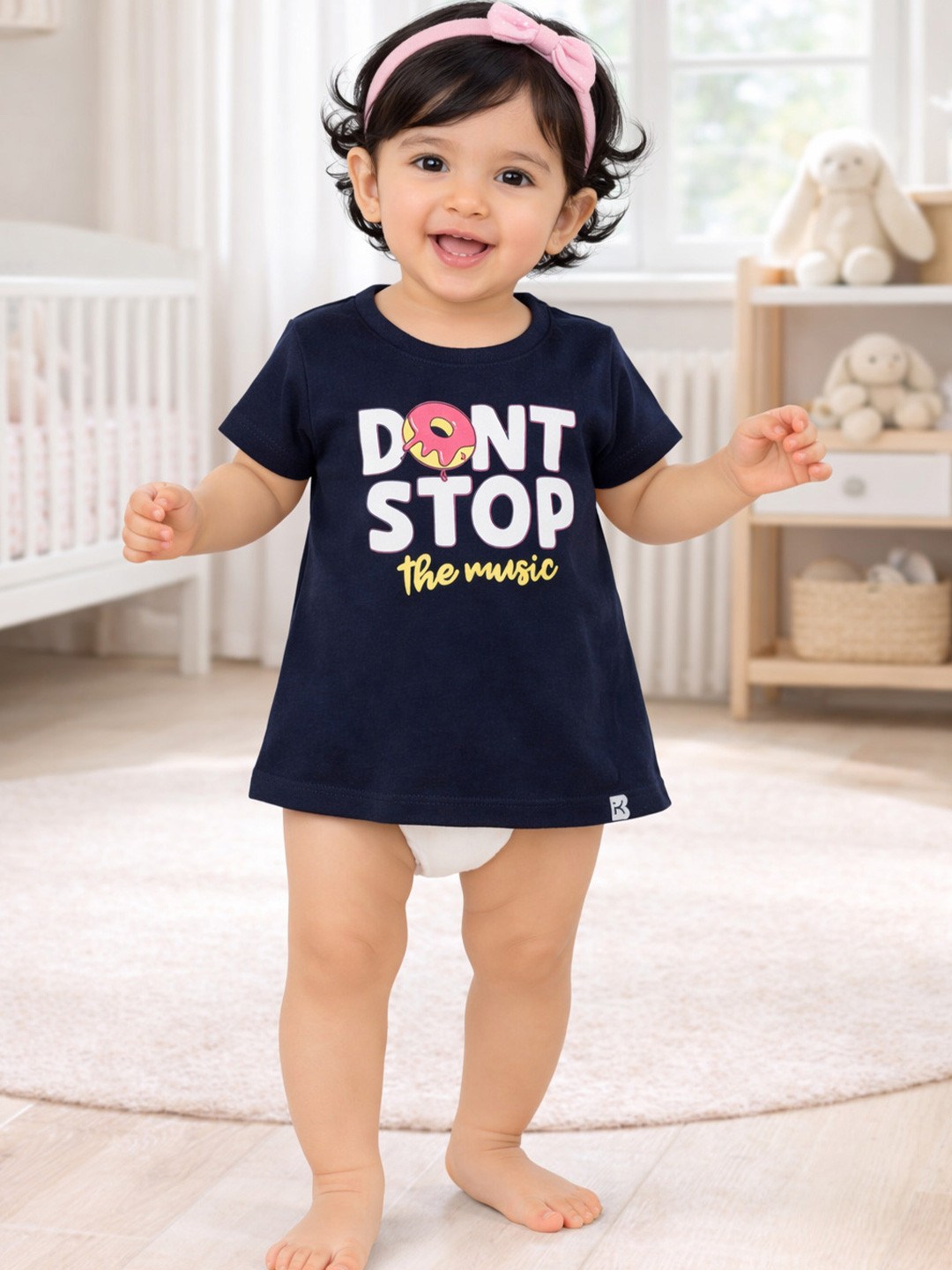 Bodycare Kids Girls Pure Cotton Round Neck Placement Print Half Sleeve Casual T-Shirt