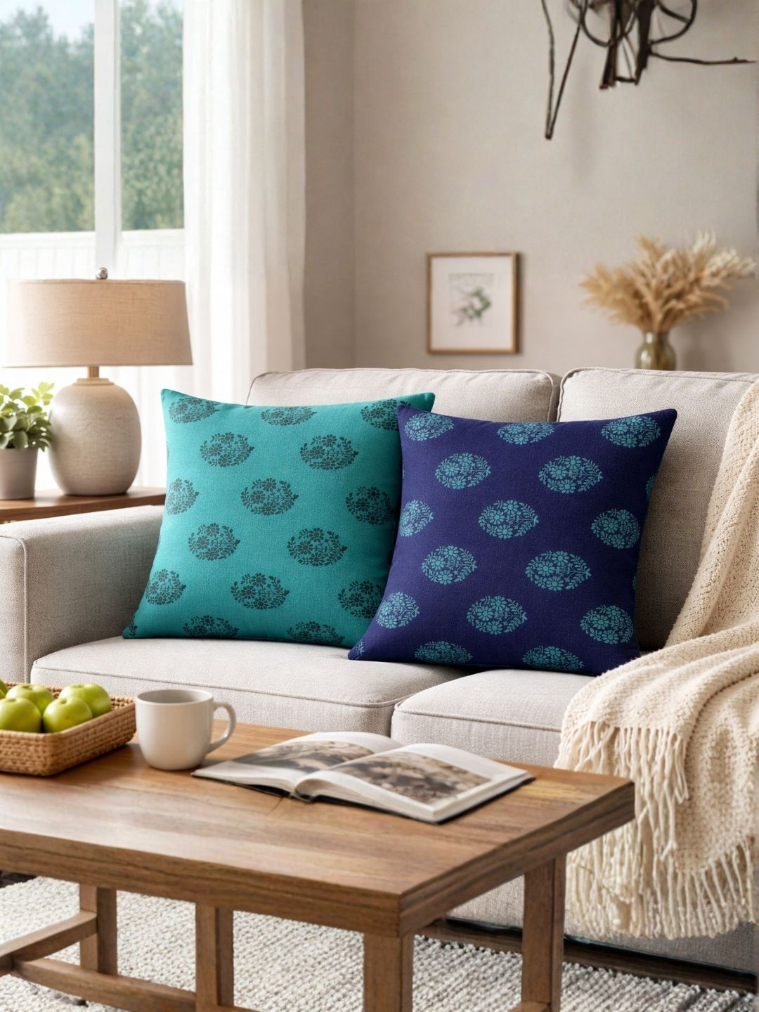 SWAYAM Multicoloured Set of 2 Square Cushion Covers