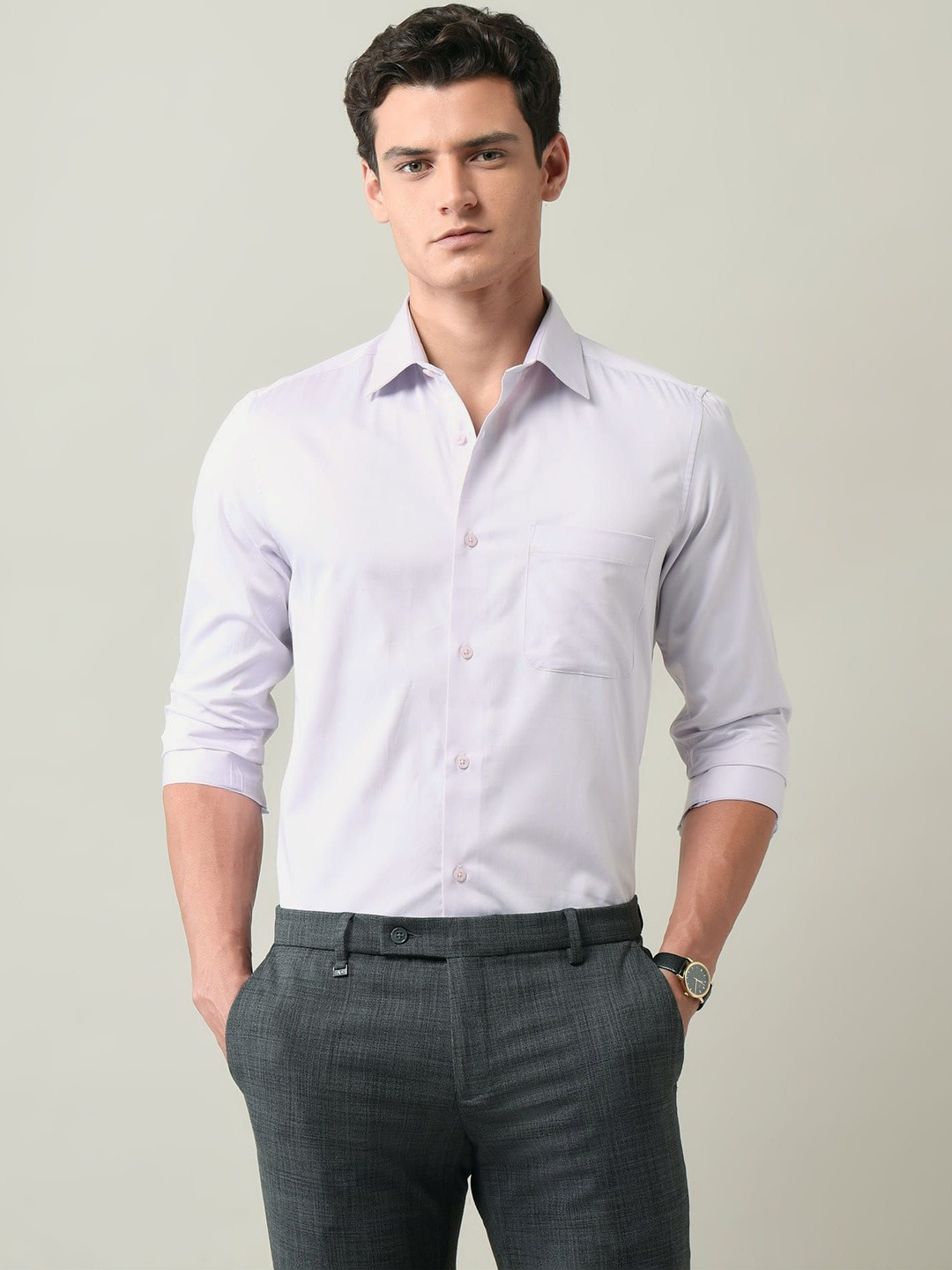 AD By Arvind Men Solid Pure Cotton Casual Shirt