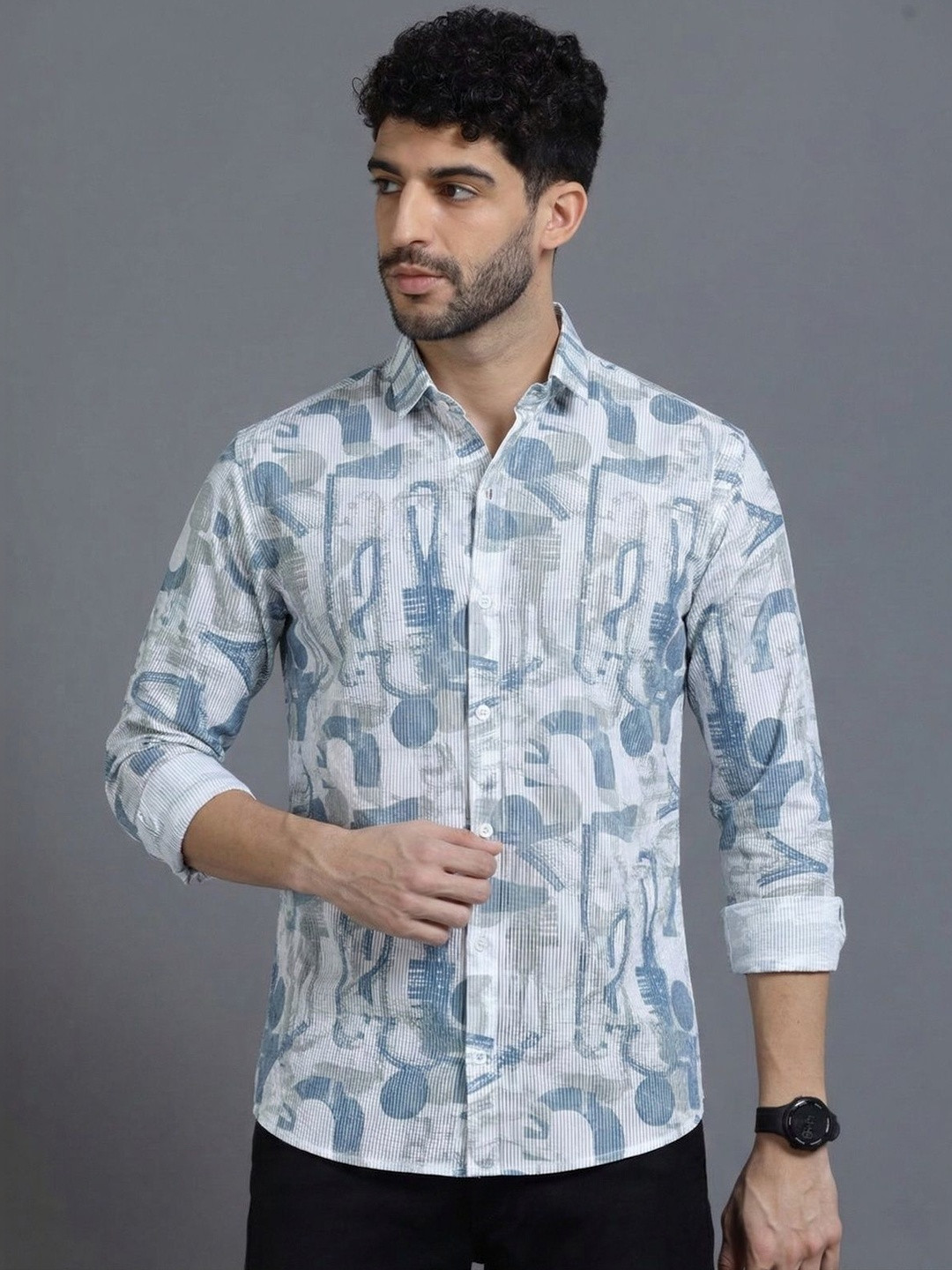 R.Code by The Roadster Life Co. Men Original Striped Casual Shirt