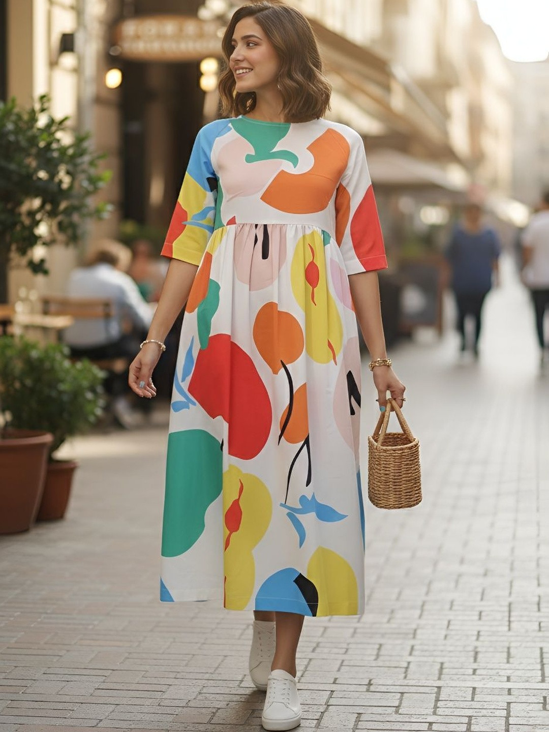 glitchez Print Fit & Flare Midi Dress
