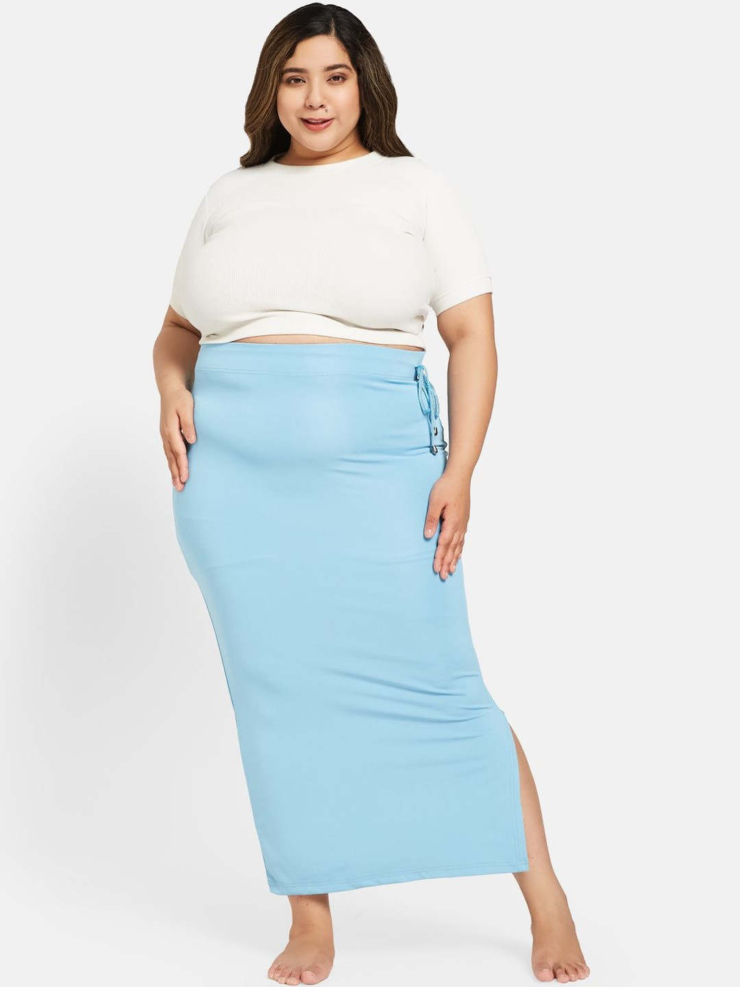 Curves By ZeroKaata Plus Size Seamless Saree Shapewear Petticoat with Side Drawstring