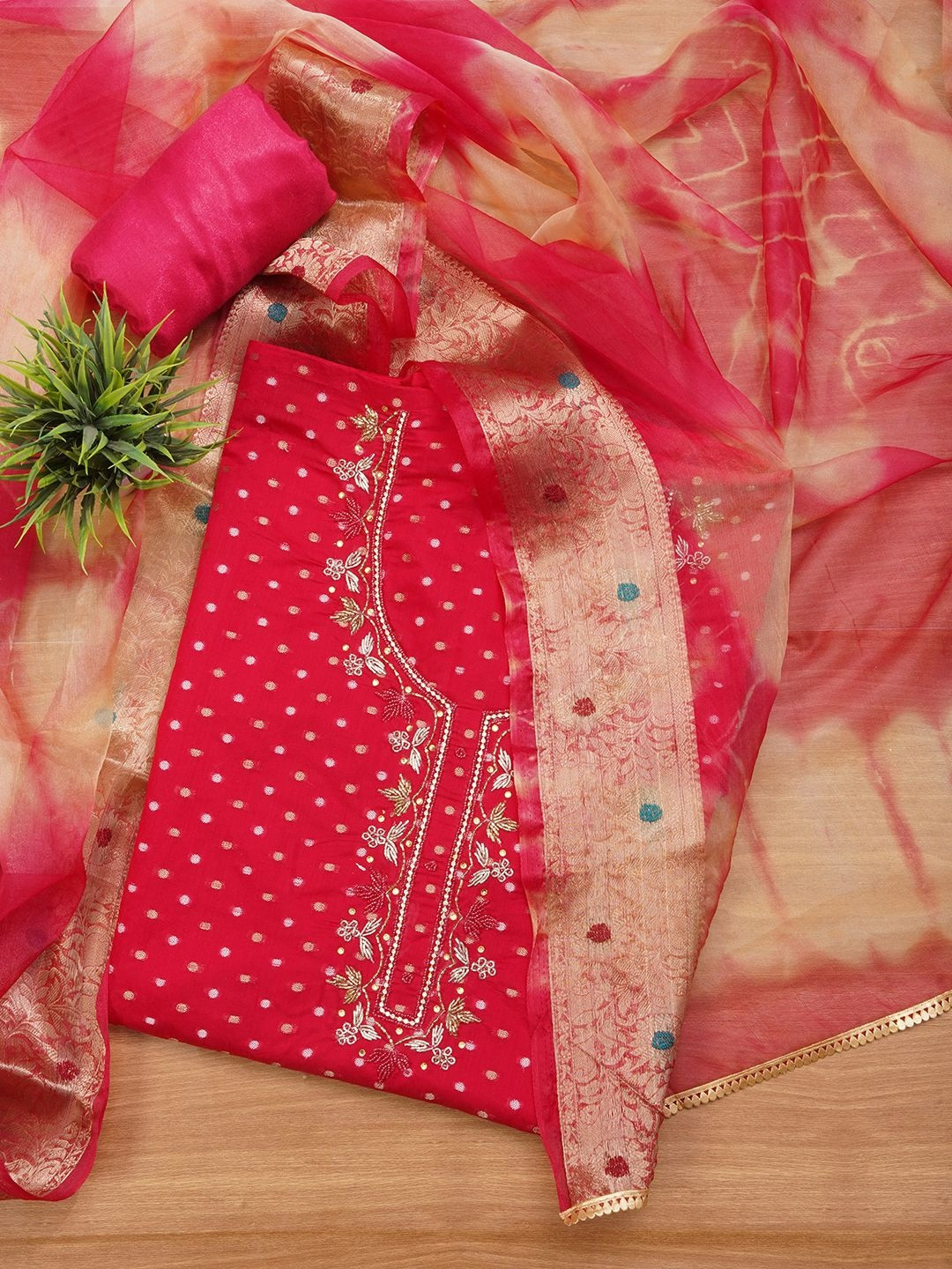 Dhaaga Ghar Embellished Unstitched Dress Material