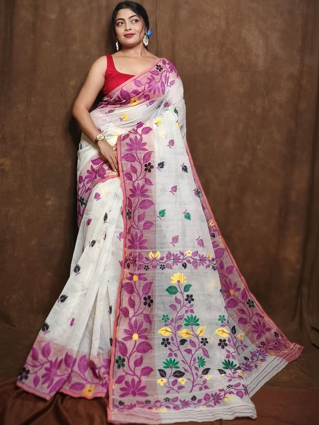 Basana Saree Kuthir Silk Cotton Jamdani Sarees