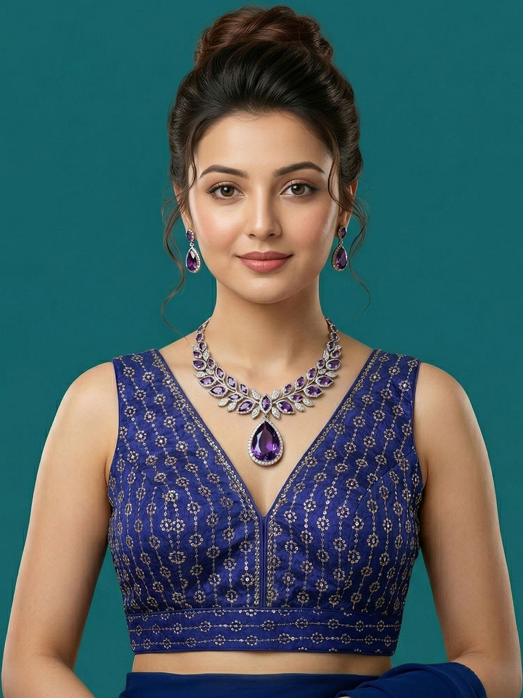 Niraha Silk Blend Embroidered Sequinned Saree Blouse