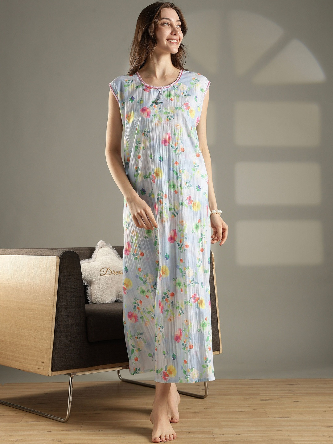 9shines Label Printed Maxi Nightdress