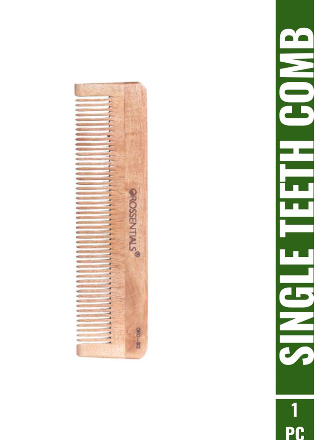 OROSSENTIALS Brown Neem Wooden Single Teeth Comb