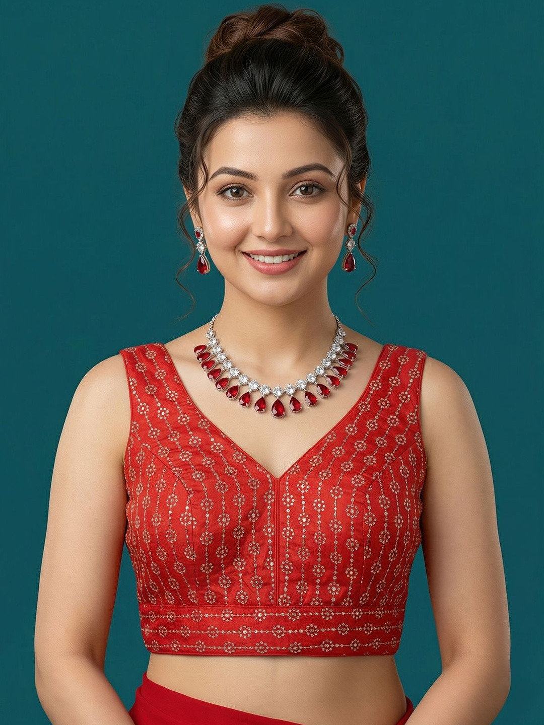 Niraha Silk Blend Embroidered Sequinned Saree Blouse