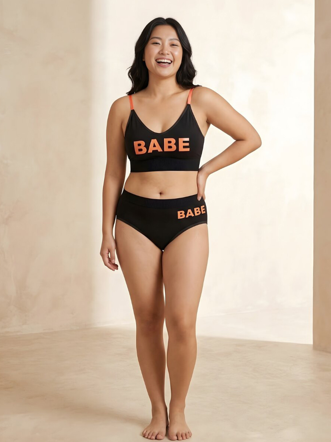 Lugo Printed Lightly Padded Lingerie Set VANumber - Bra&Panty_BABE_Black_28