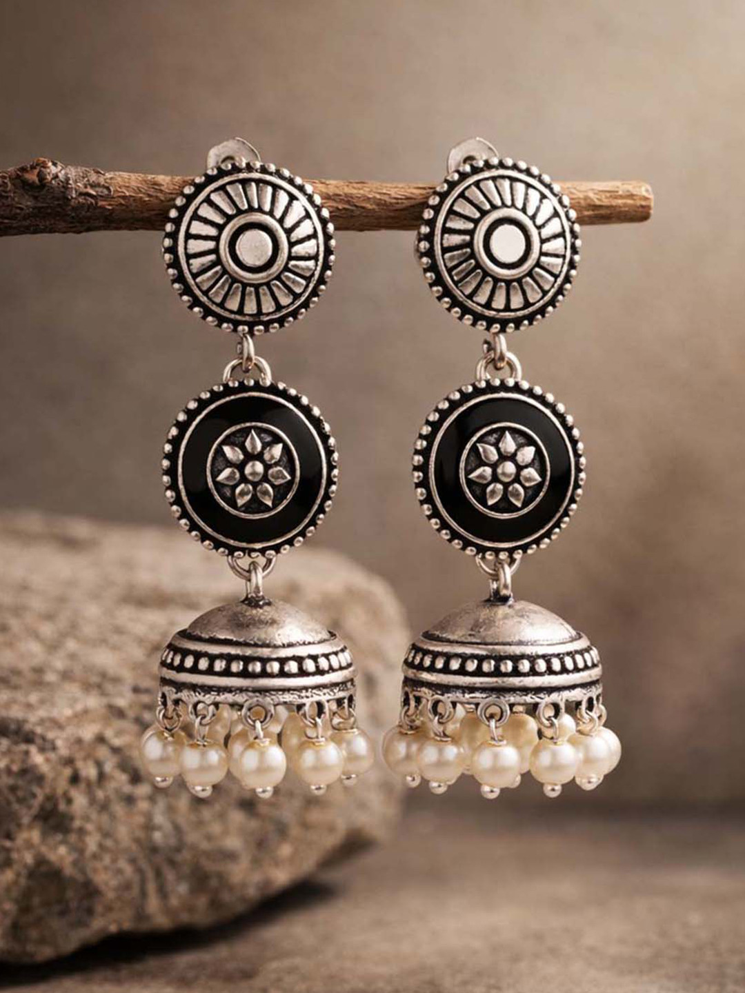 Rangabati Faux Pearls Layered Earrings