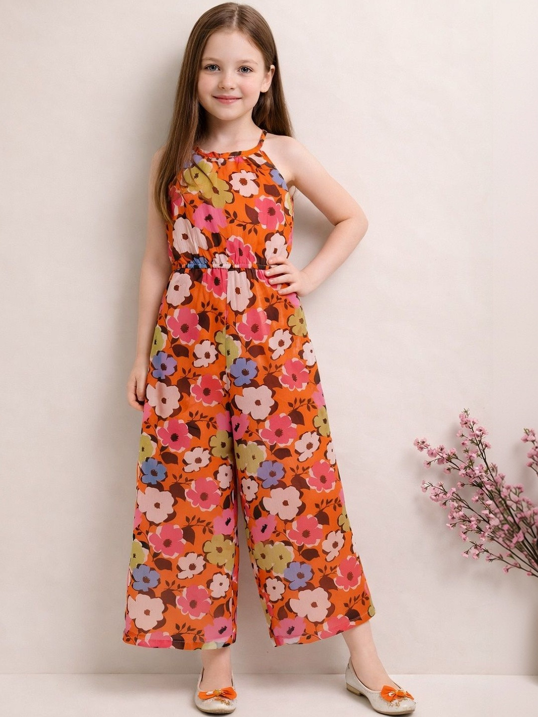 YK Girls Printed Basic Jumpsuit