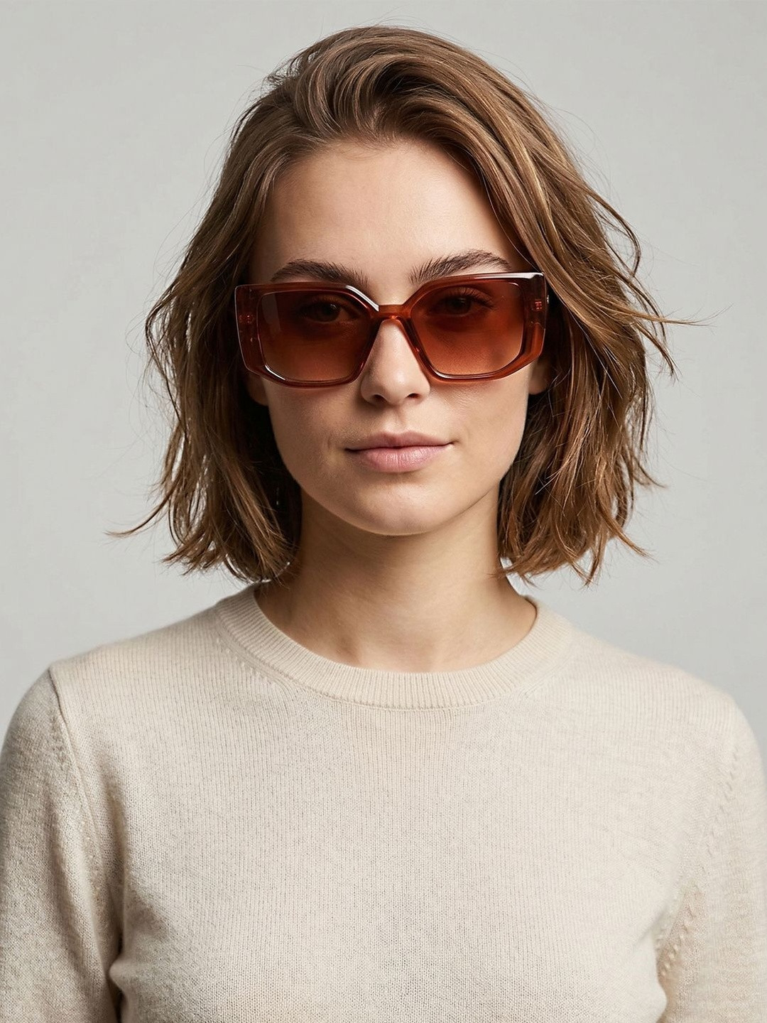 David Martin Men Brown Lens & Brown Square Sunglasses with