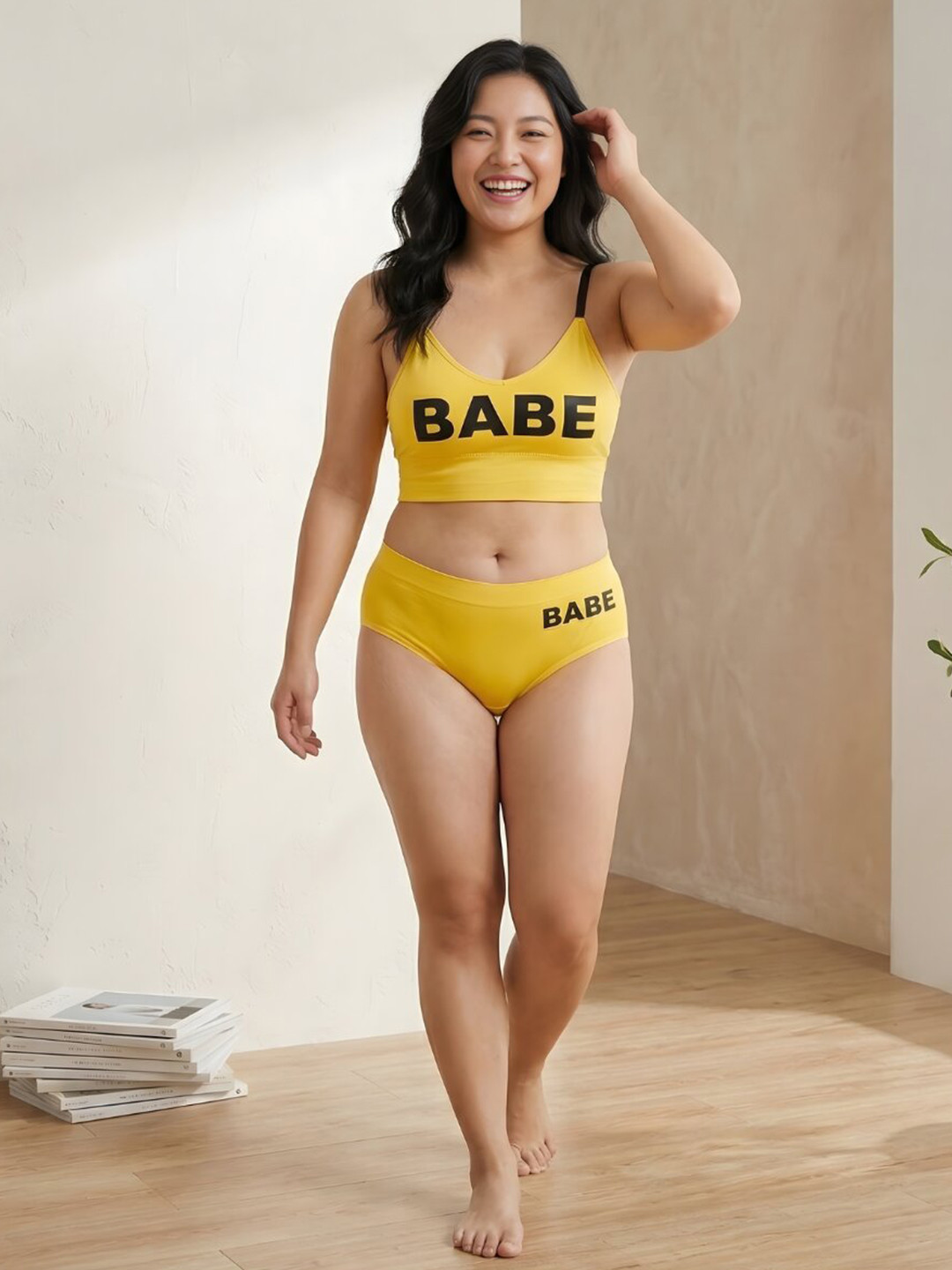 Stem Rope Cotton Lightly Padded Low-Rise Lingerie Set