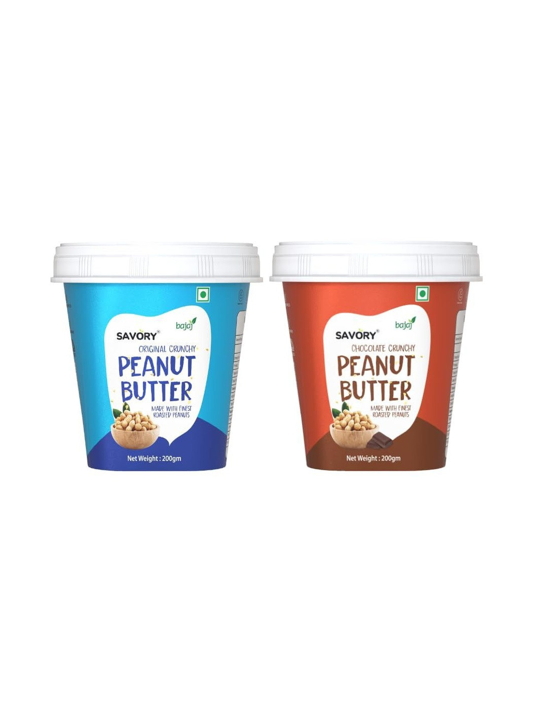 SAVORY Pack Of 2 Original Crunchy And Chocolate Crunchy Peanut Butter --200g Each - Image 1