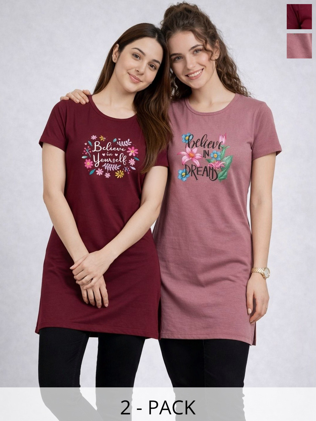 The Roadster Lifestyle Co Pack Of 2 Printed Cotton Round Neck Tshirts