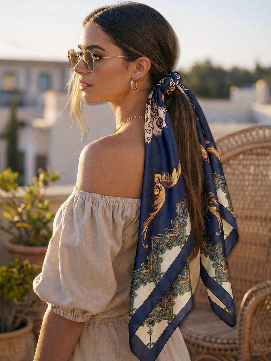 Leeza Store Ethnic Motifs Printed Satin Scarf