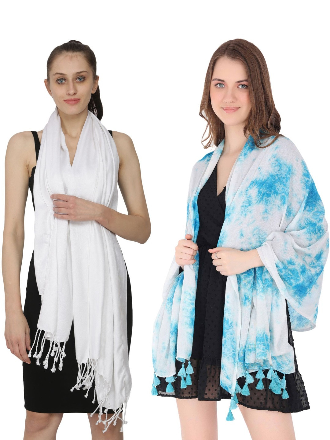 PALATT Set Of 2 Frayed Border Cotton Stoles