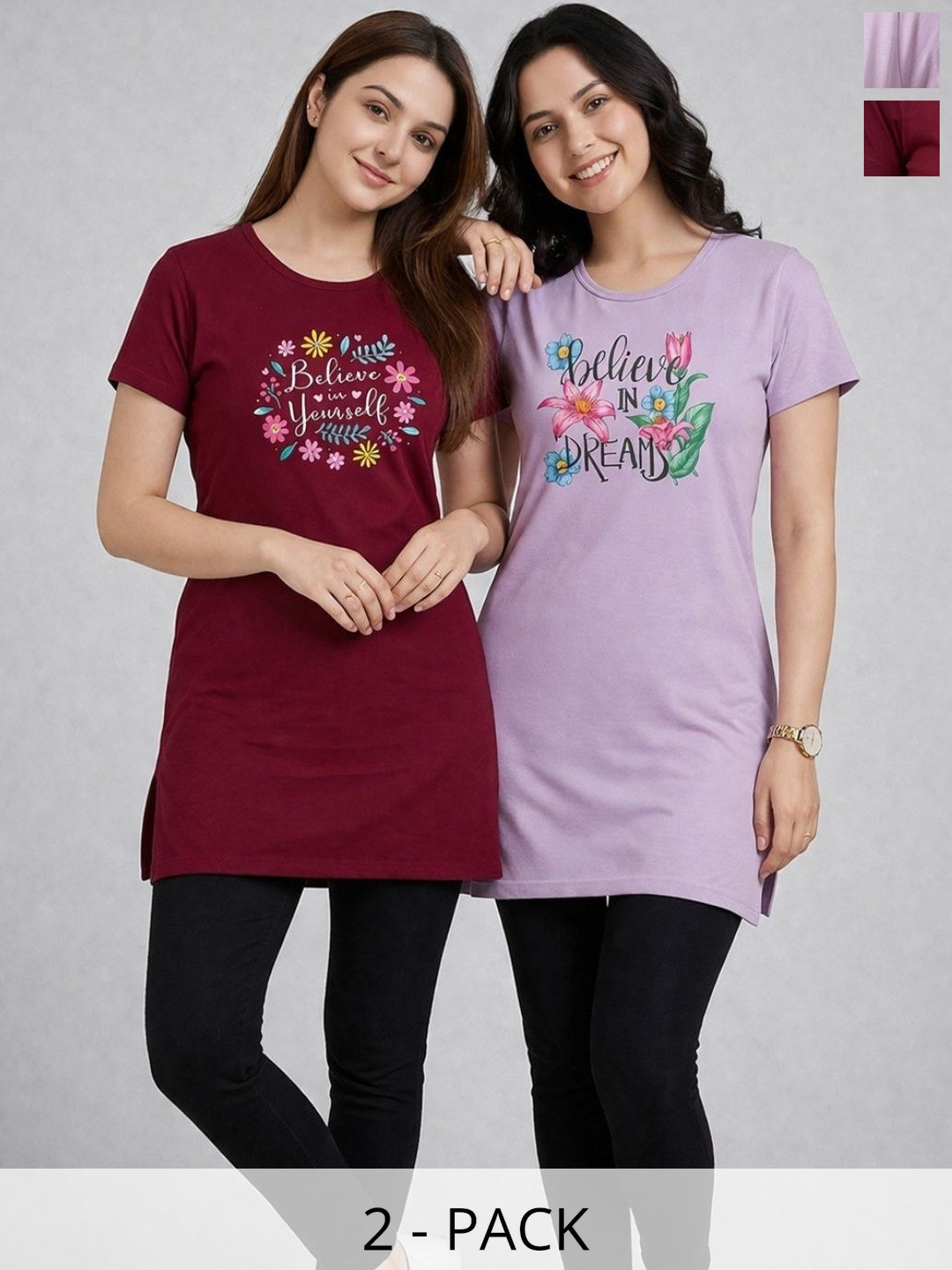 The Roadster Lifestyle Co. Pack of 2 Printed Lounge Tshirts