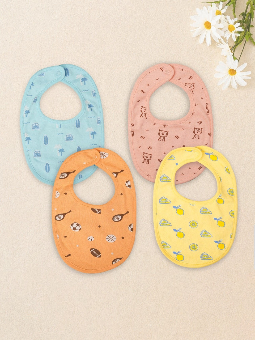 Kidbea Kids Pack Of 4 Printed Bibs