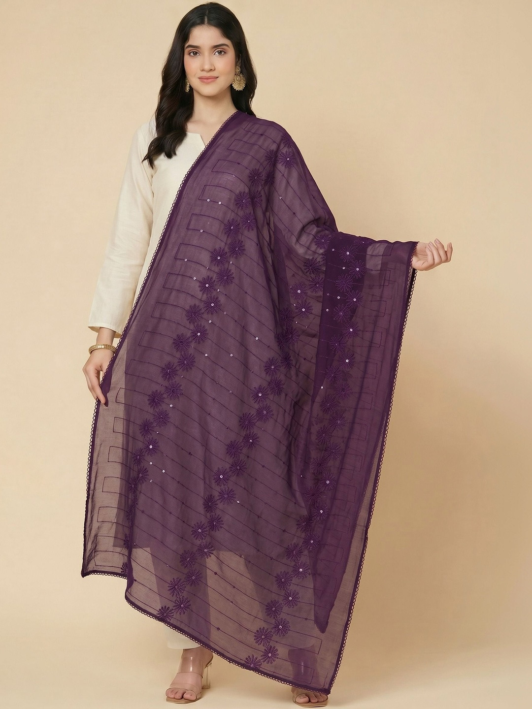 Zamour Embroidered Dupatta with Sequinned