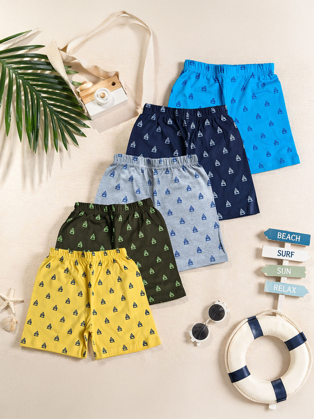 FAZZA Girls Pack Of 5 Cotton Regular Fit Printed Shorts